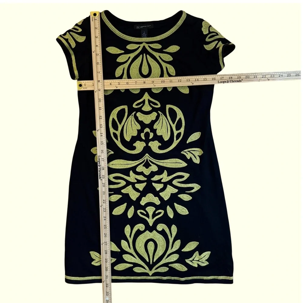 INC Petite Black Pima Cotton Embroidered Sheath Dress PS date night‎